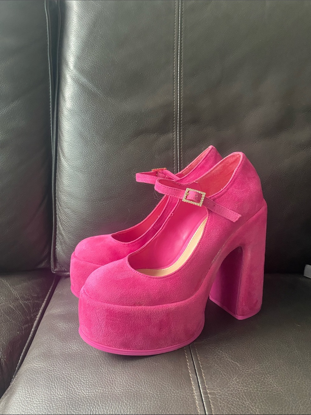 Steve Madden Hot Pink Suede Platform Mary Jane Heels Elyssa
